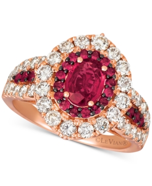 image of Le Vian Certified Ruby (1-1/5 ct. t.w.) & Diamond (1-1/4 ct. t.w.) Ring in 14k Rose Gold