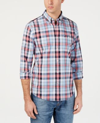 Tommy Hilfiger Men's Jack Custom-Fit Stretch Plaid Twill Shirt, Created ...