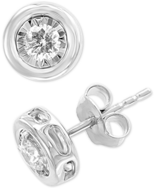 image of Effy Diamond Bezel Stud Earrings (3/8 ct. t.w.) in 14k White Gold