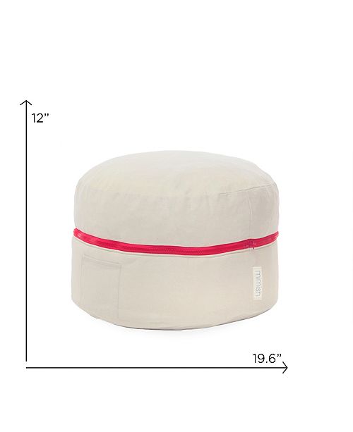 Mimish Cotton Exposed Zipper Pouf Ottoman with Storage & Reviews