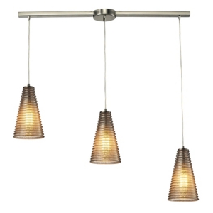 Ribbed Glass Collection 3 light pendant in Satin Nickel