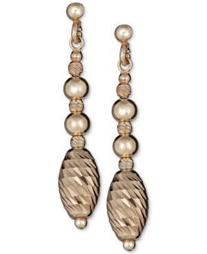 image of Textured Bead Drop Earrings in 14k Gold-Plated Sterling Silver