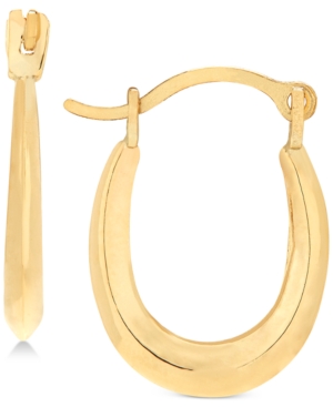 image of Children-s Polished Oval Hoop Earrings in 14k Gold