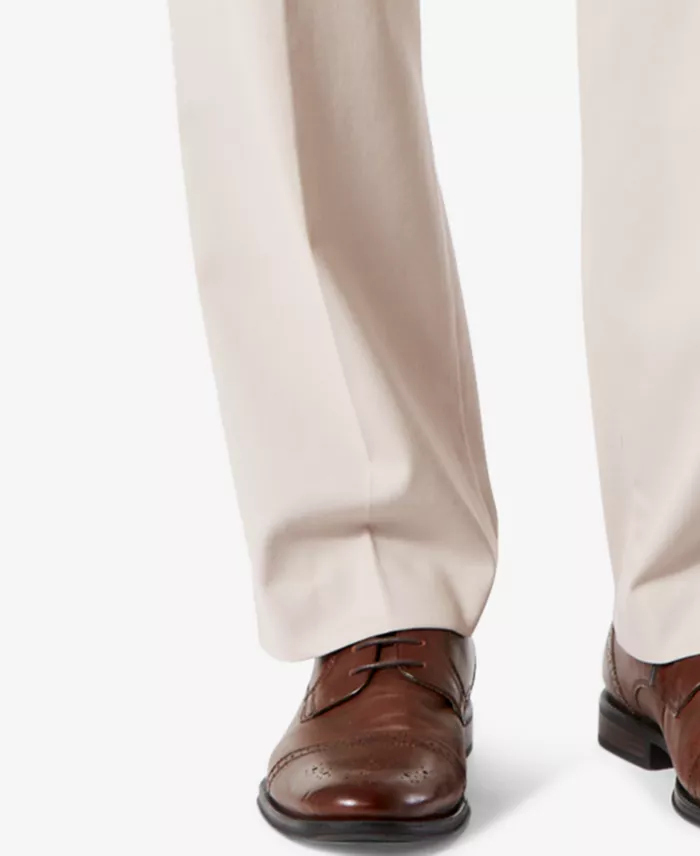 Men's Big & Tall Easy Classic Pleated Fit Khaki Stretch Pants - thumbnail 4