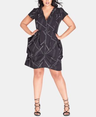 City Chic - Plus Size Random-Lines Tunic Dress