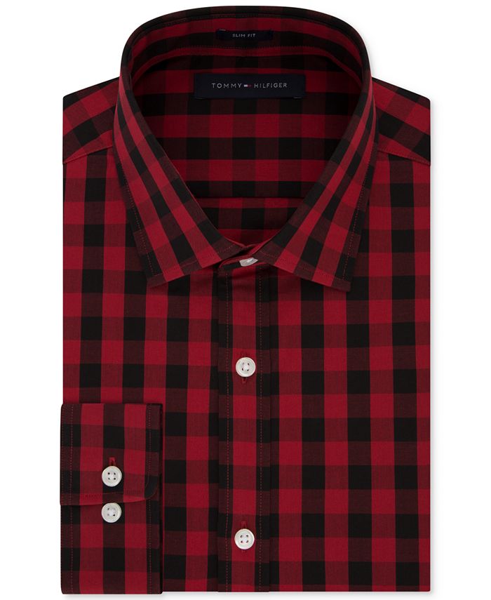 Tommy Hilfiger Men's SlimFit Buffalo Check Dress Shirt Macy's