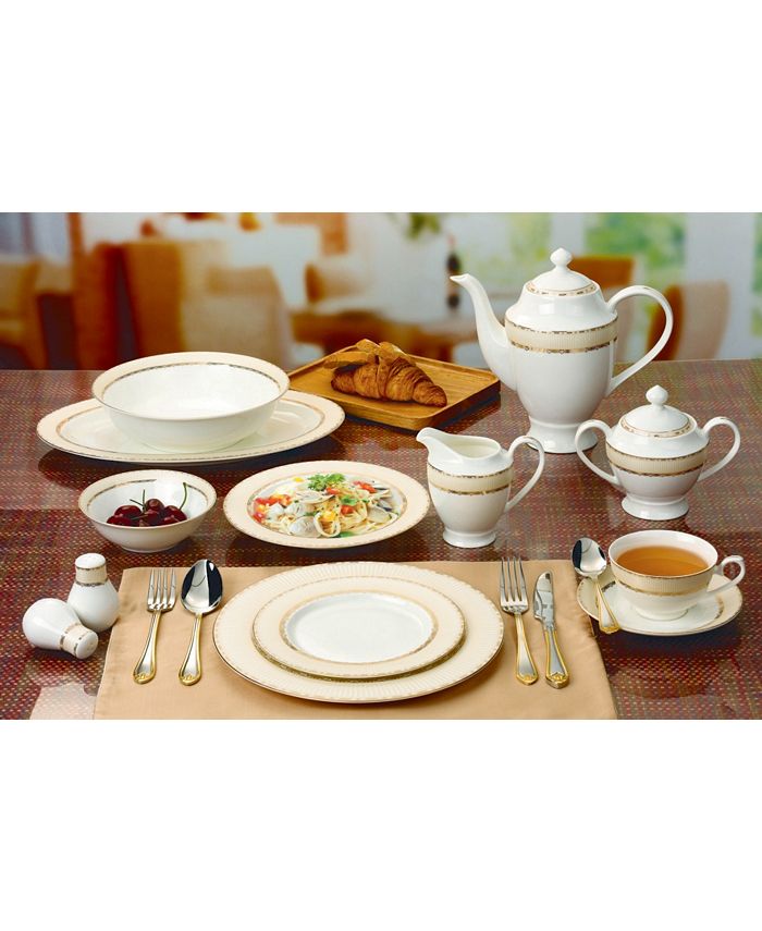 Lorren Home Trends Margaret 57PC Dinnerware Set, Service for 8 Macy's