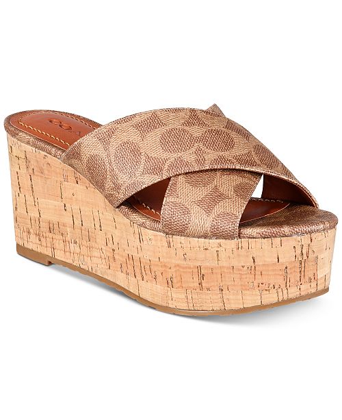 COACH CrossBand Wedge Sandals & Reviews Sandals & Flip Flops Shoes