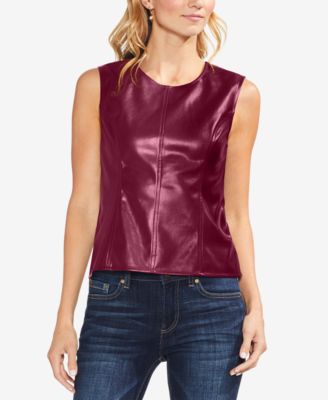 Vince Camuto - Faux-Leather Contrast Top