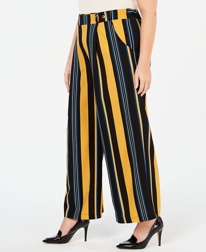 Monteau Trendy Plus Size Striped Wide-Leg Pants - Macy's