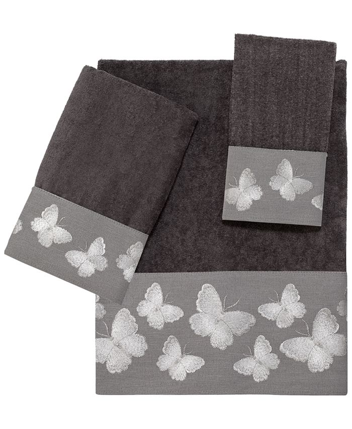 Avanti Yara Butterfly Bordered Cotton Bath Towel, 27" x 50" Macy's
