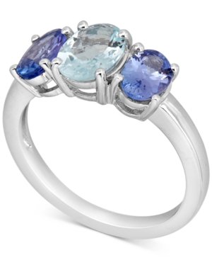 image of Aquamarine (1 ct. t.w.) & Tanzanite (1-1/2 ct. t.w.) Ring in 10k White Gold