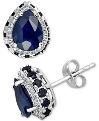 Macy's - Sapphire (6 ct. t.w.) & White Sapphire (1/4 ct. t.w.) Earrings in 10k White Gold