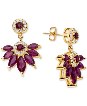 image of Certified Ruby (4 ct. t.w.) & Diamond (1/4 ct. t.w.) Drop Earrings in 14k Gold