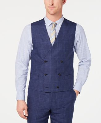 Lauren Ralph Lauren - Men's Classic-Fit UltraFlex Blue Plaid Double-Breasted Suit Vest