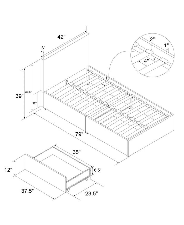 Novogratz Collection Novogratz Kelly Upholstered Twin Bed with Storage