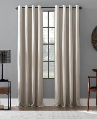 Archaeo Linen Blend Blackout Grommet Top Curtain Collection In Pearl