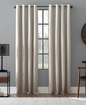 Archaeo Linen Blend 52" X 95" Blackout Grommet Top Curtain In Pearl