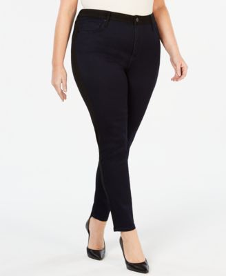 Seven7 - Plus Size Two-Tone Skinny Jeans