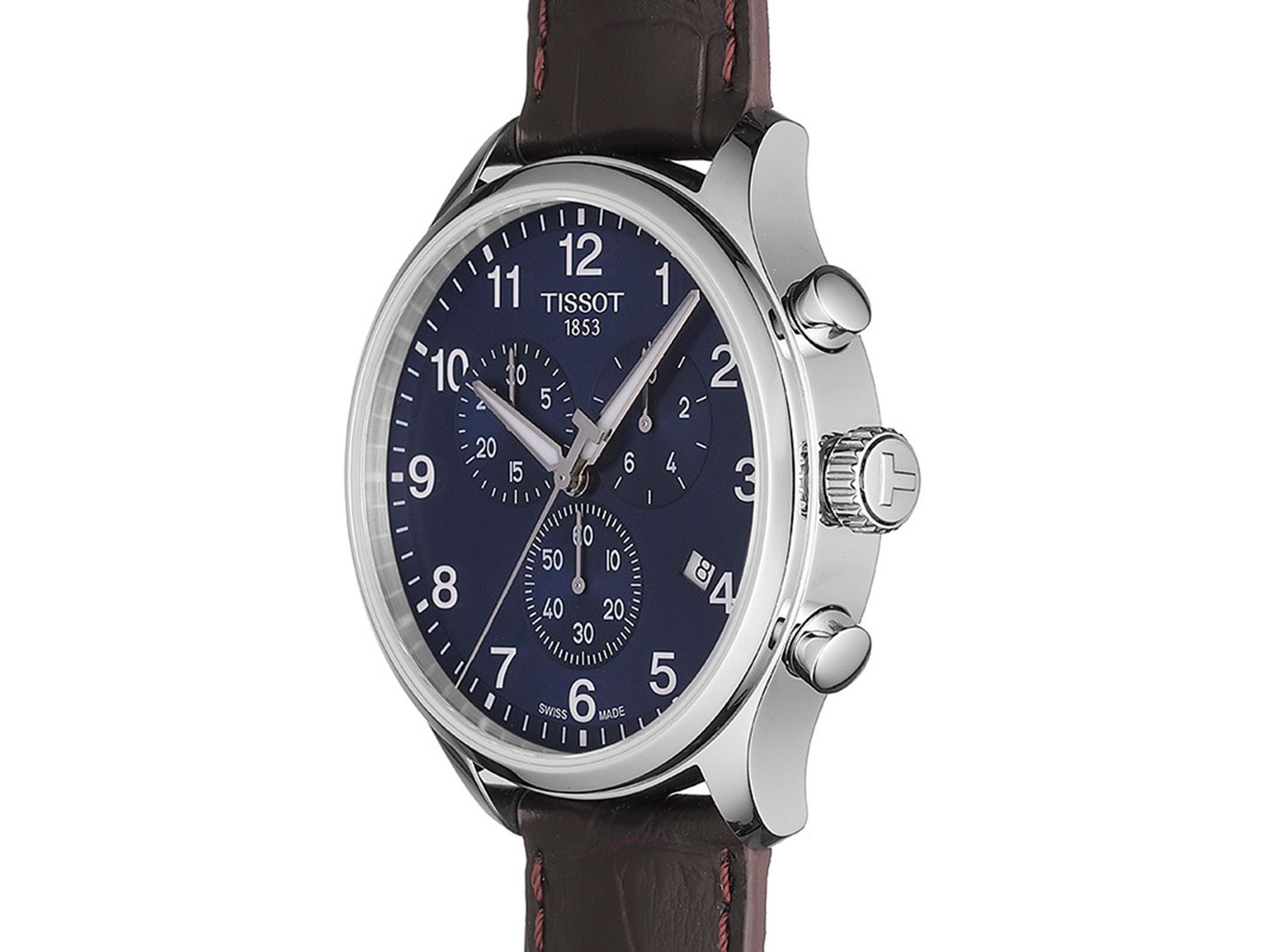 Мужской хронограф Tissot Chrono XL Classic T-Sport с коричневым кожаным ремешком, 45 мм, цвет: Коричневый / Синий — фото 7