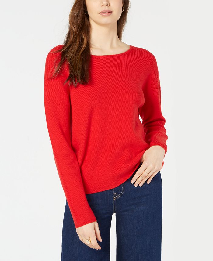 Maison Jules Lace-Up Low-Back Sweater, Created for Macy's & Reviews ...
