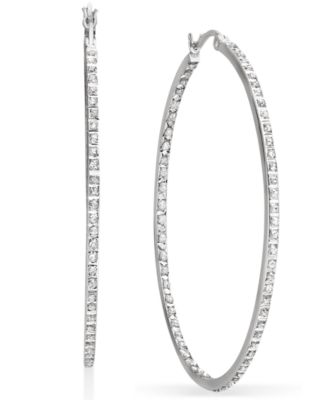 Diamond Fascination - Sterling Silver Earrings, Diamond Accent Large Hoop Earrings