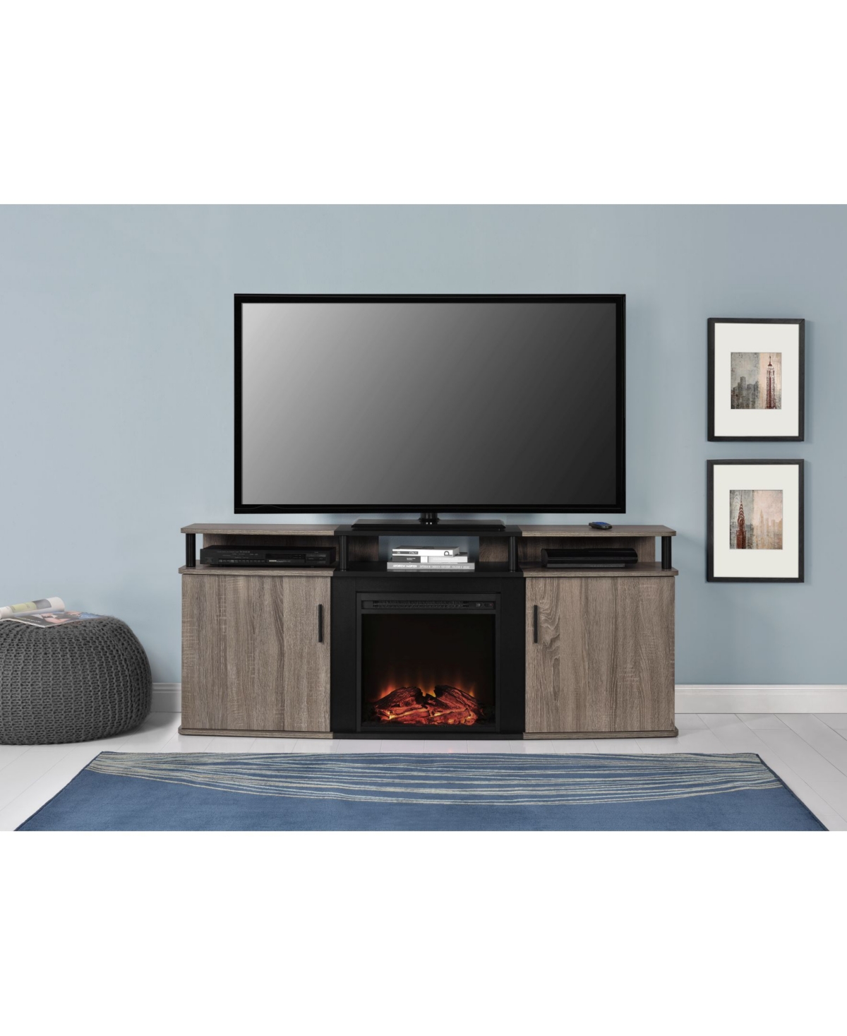 Ameriwood Home Delmar Electric Fireplace Tv Console For Tvs Up To 70 Inches