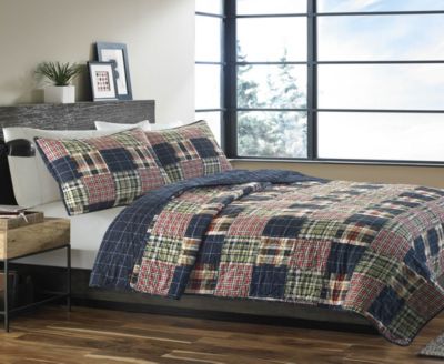 Eddie Bauer Madrona Navy Plaid Quilt Set Bedding