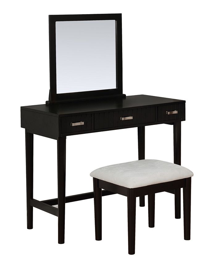 Linon Home Décor Garbo Black Vanity Set with Bench and Mirror Macy's
