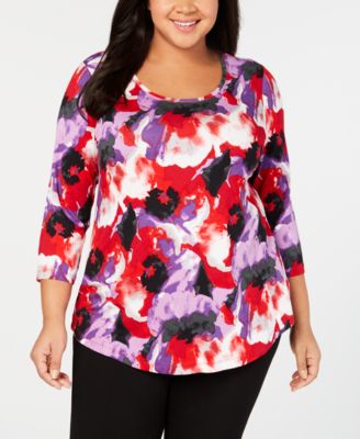JM Collection - Plus Size Printed Top