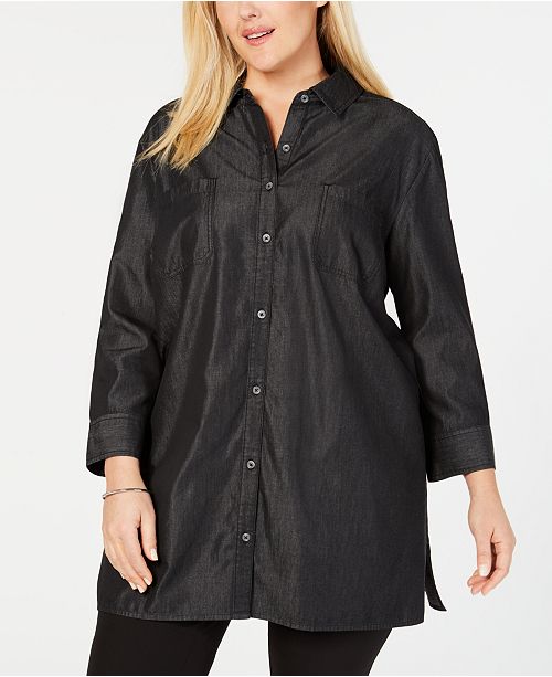 Karen Scott Plus Size Chambray Tunic, Created for Macy's & Reviews ...