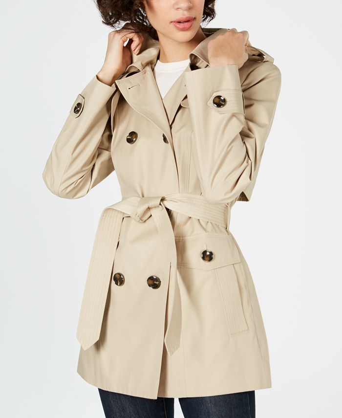 London Fog Double-Breasted Water Repellent Hooded Trench Coat - Macy's
