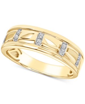 image of Men-s Diamond Band (1/10 ct. t.w.) in 10k Yellow Gold and 10k White Gold
