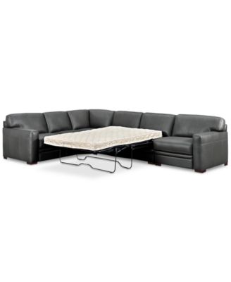Furniture Avenell 3 Pc Leather Sleeper, Leather Sectional Sleeper Sofa With Recliners