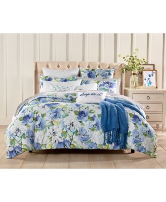 Charter Club Closeout! Sketch Floral Cotton 300 Thread Count 3-Pc. King Duvet Cover Set, Created for Macy's 