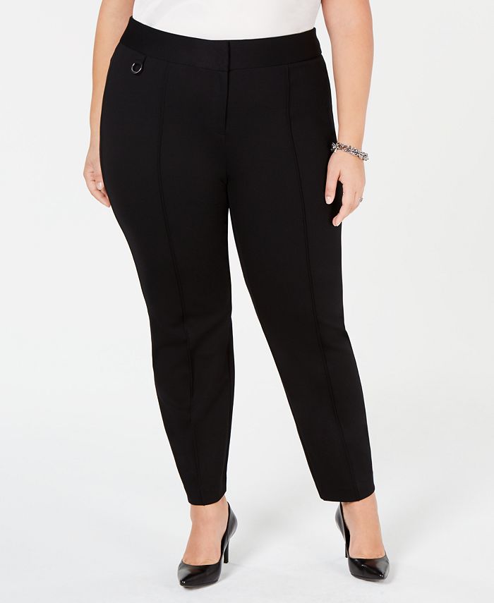 Alfani Plus Size Comfort-Waist Pintucked Skinny Pants, Created for Macy ...