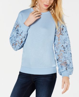 lace sleeve sweatshirt