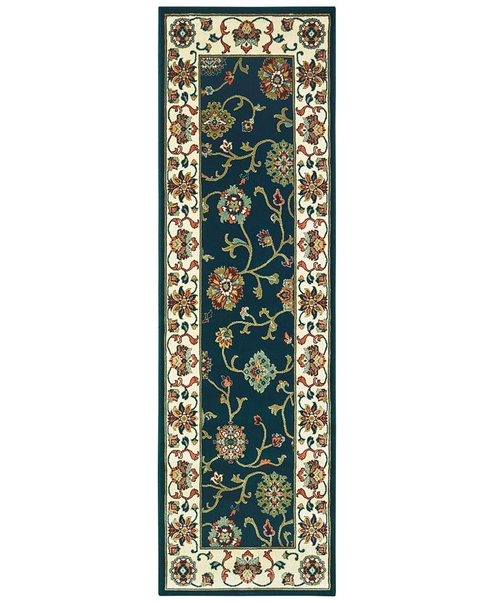 Oriental Weavers - Kashan 2336B Navy/Ivory 2'3" x 7'6" Runner Area Rug