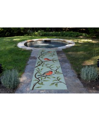 Ravella 2270 Birds On Branches Blue 2' x 8' Indoor/Outdoor Runner Area Rug