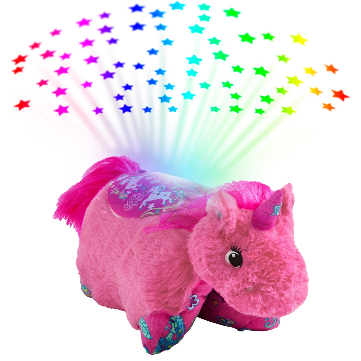 Pillow Pets Kids' Colorful Unicorn Plush Sleeptime Lite In Pink