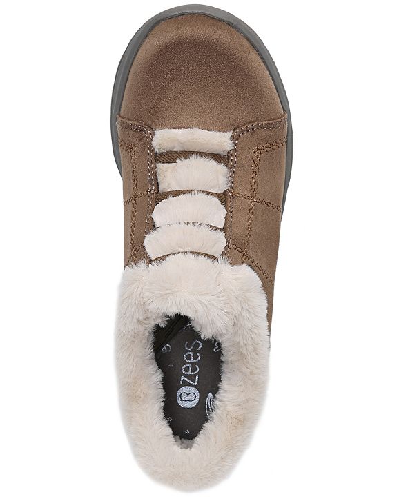 bzees golden fur trim washable slip on sneakers