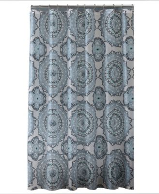 Bath Bliss Mandula Design Shower Curtain in Blue & Green