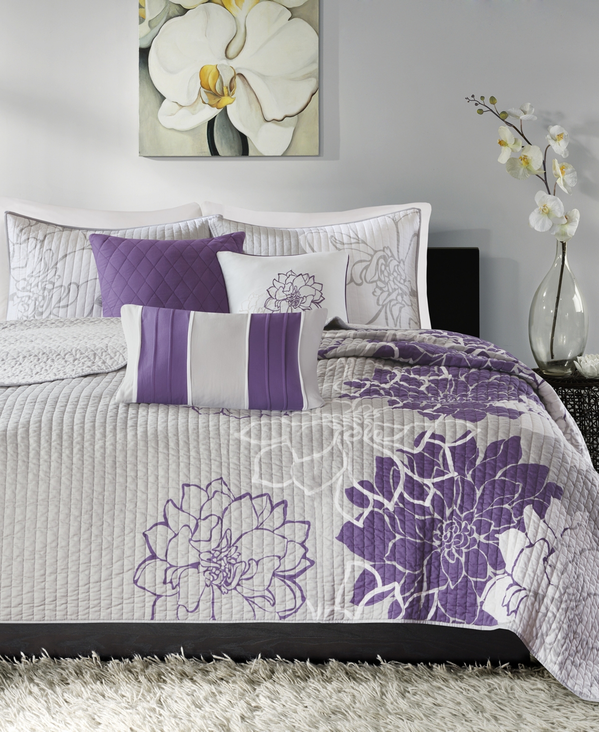 Shop Madison Park Lola Reversible 6-pc. Quilt Set, King/california King In Purple