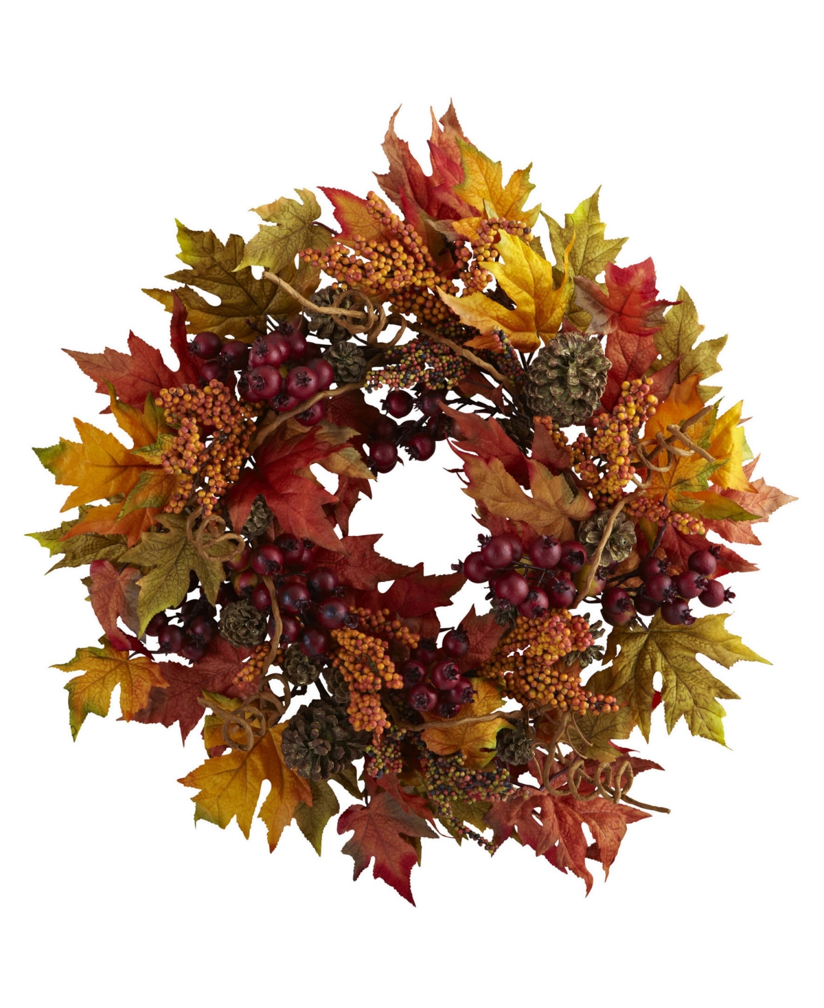 24" Maple and Berry Wreath - Multi