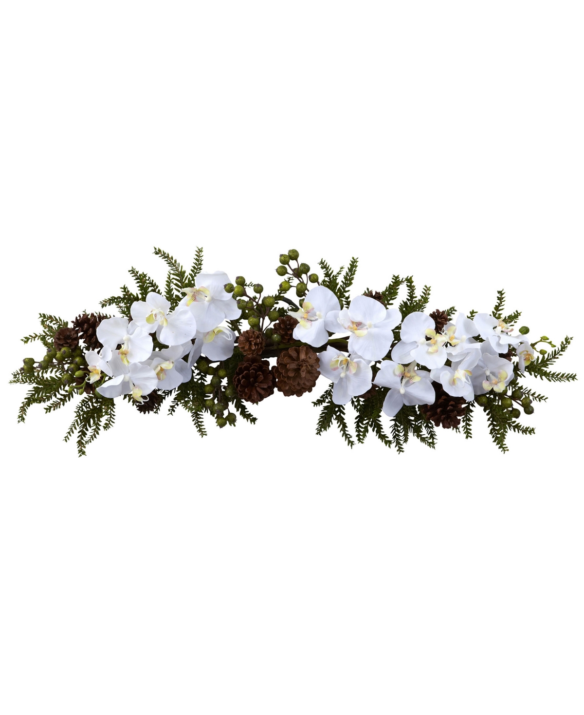 NEARLY NATURAL 30" PHALAENOPSIS ORCHID AND PINE SWAG 