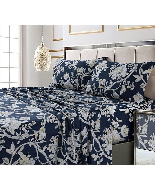 Tribeca Living Colmar Printed 300 Thread Count Cotton Sateen Extra Deep Pocket Sheet Set Cal King Sheet Set Reviews Sheets Pillowcases Bed Bath Macy S