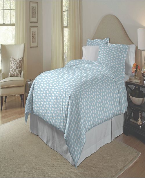 Pointehaven 200 Thread Count Cotton Percale Printed Duvet Set Twin