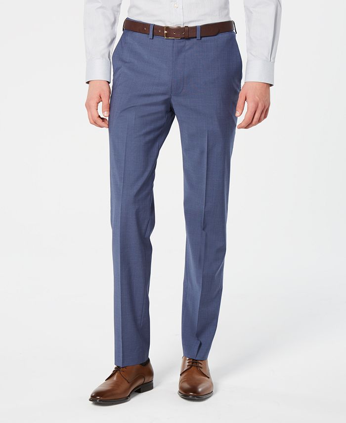 DKNY Men's Modern-Fit Stretch Blue Mini-Check Suit Pants - Macy's