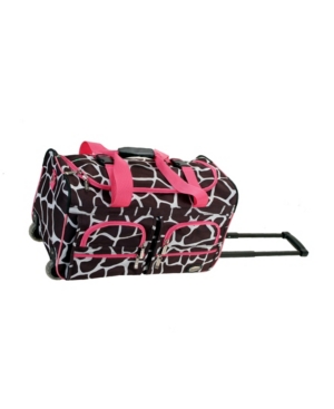 Rockland 22" Carry-on Rolling Duffle Bag In Giraffe With Pink Trim