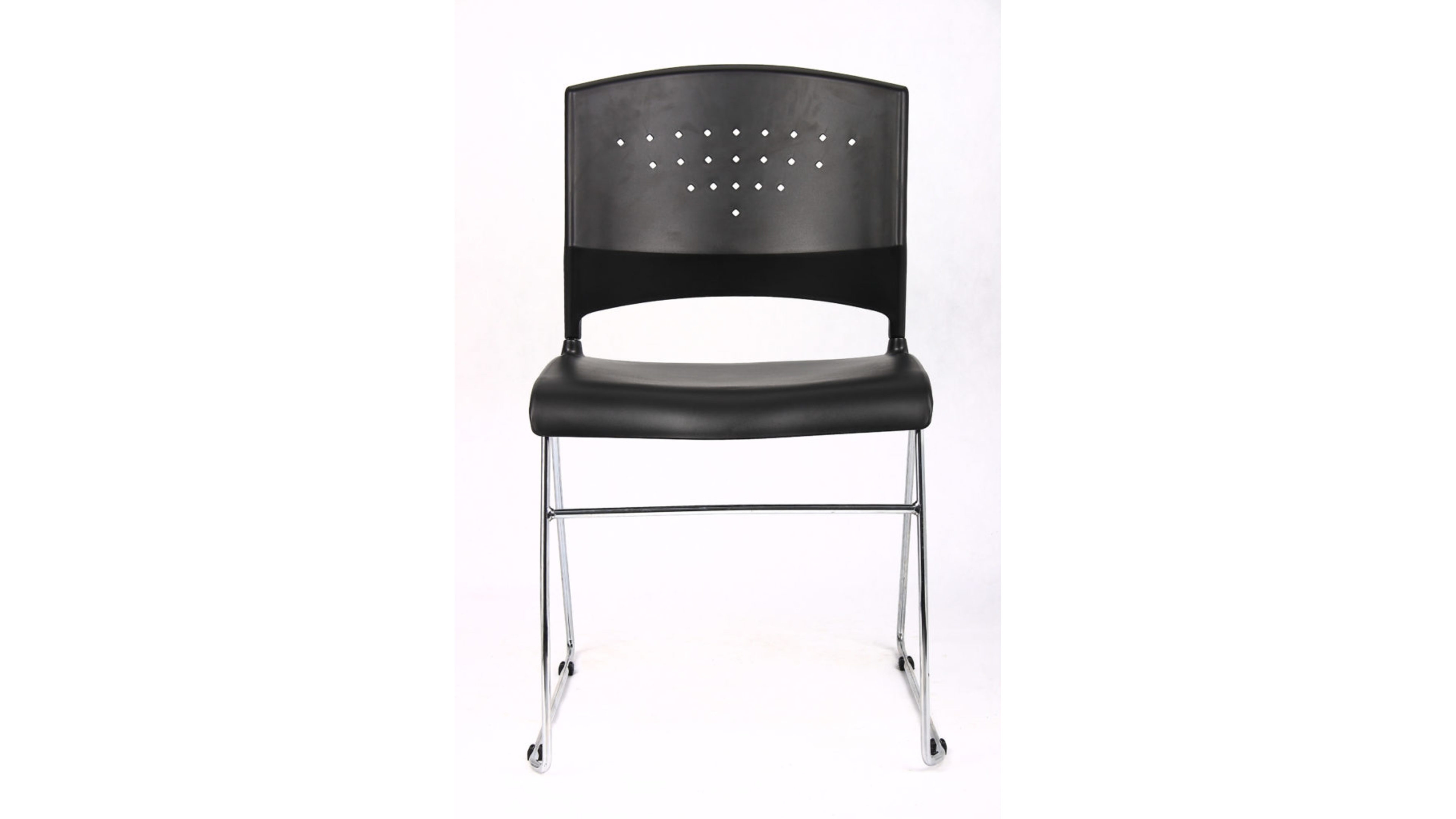 Boss Office Products Black Stack Chair With Chrome Frame, set of 2